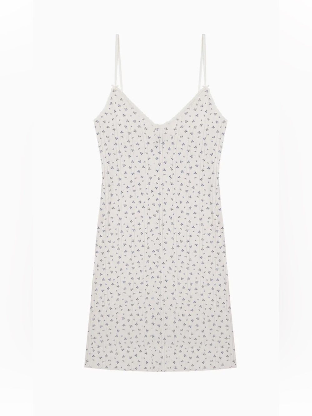 Coucouintimates White Floral Mini Slip Dress with Blue Floral Print